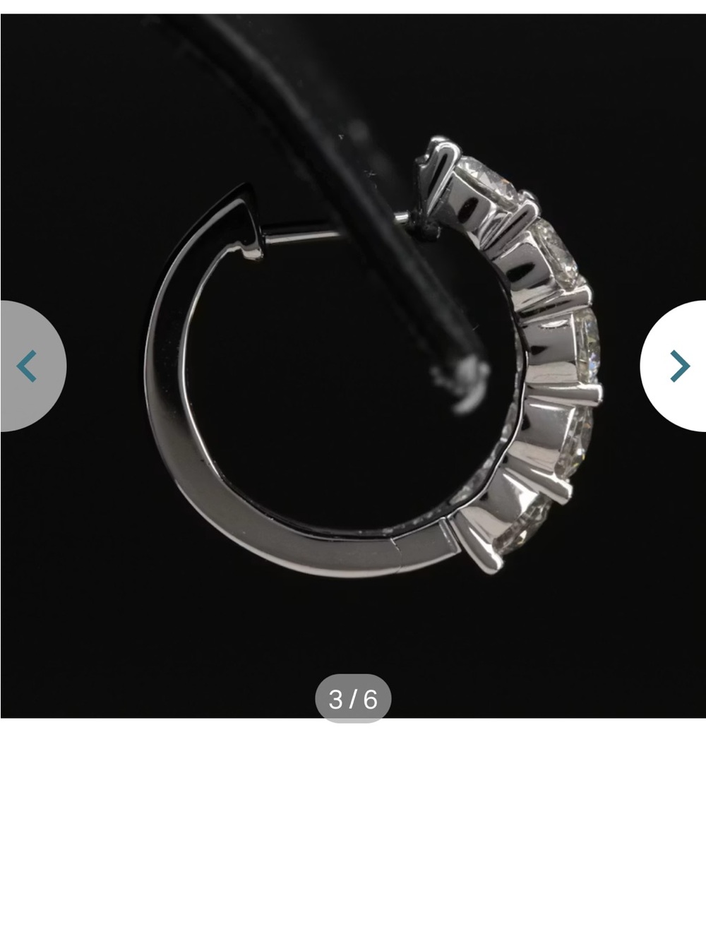 Classic 14k White Gold Diamond hoops - Picture 4 of 6